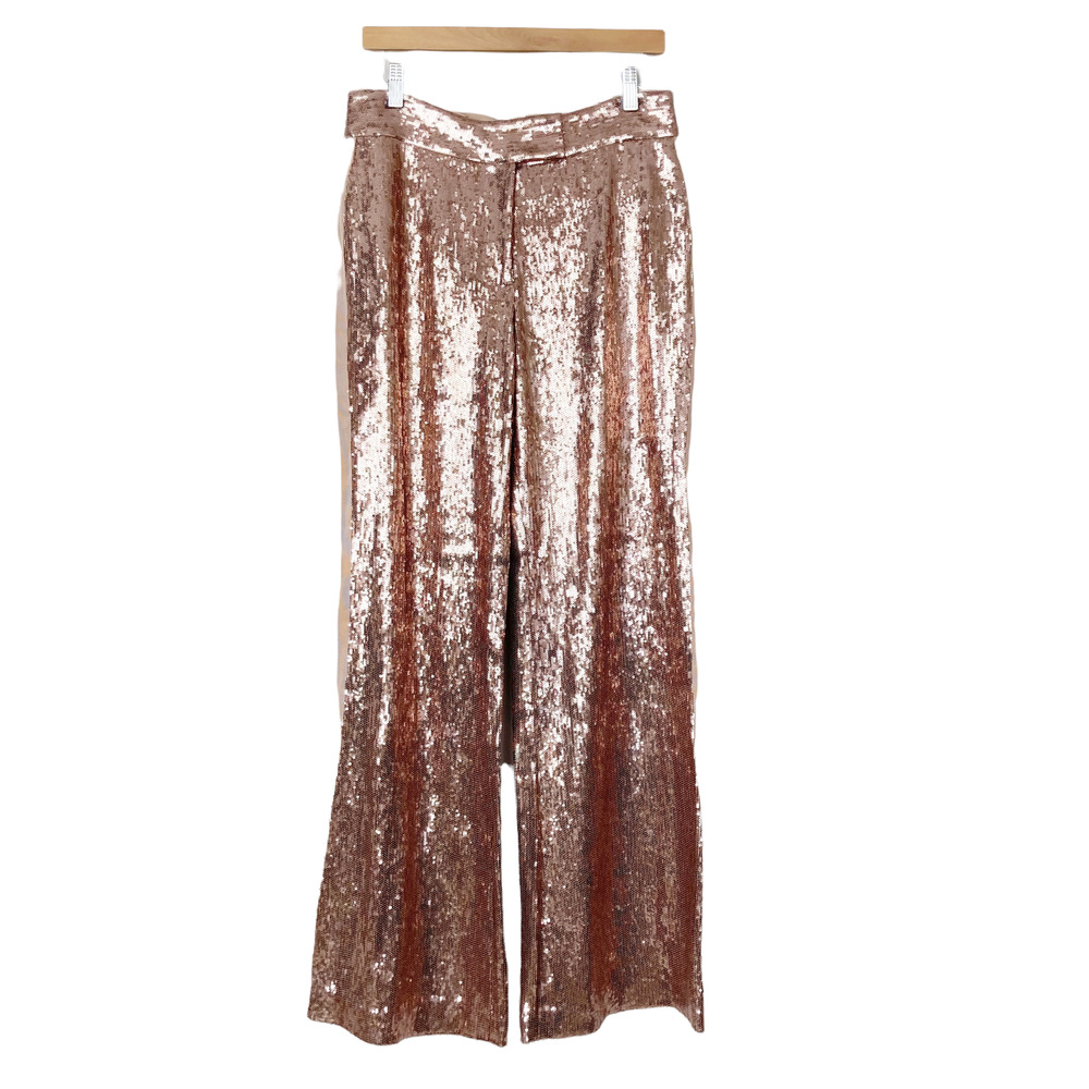 Rachel Zoe Mauve Pink Sequin Trouser Pants Sz 8